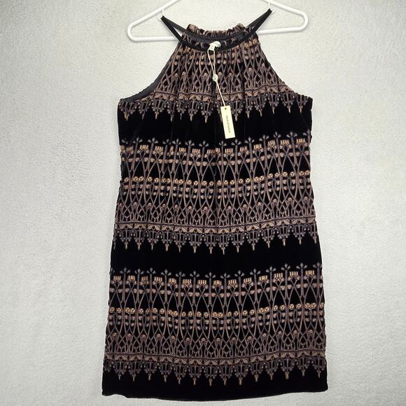 Max Studio Dress M Shift Mini Velvet Halter Burnout Cocktail Party Art Deco - Picture 1 of 13